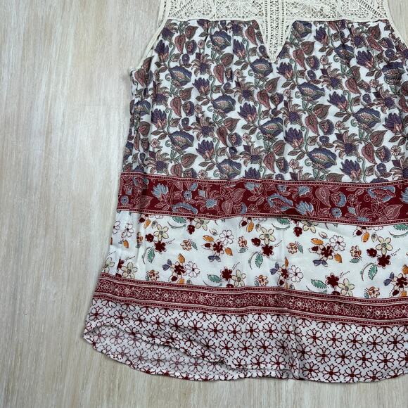 Anthropologie Maeve Laced Eleanor Boho Sleeveless Floral Crochet Blouse Small - Picture 4 of 12
